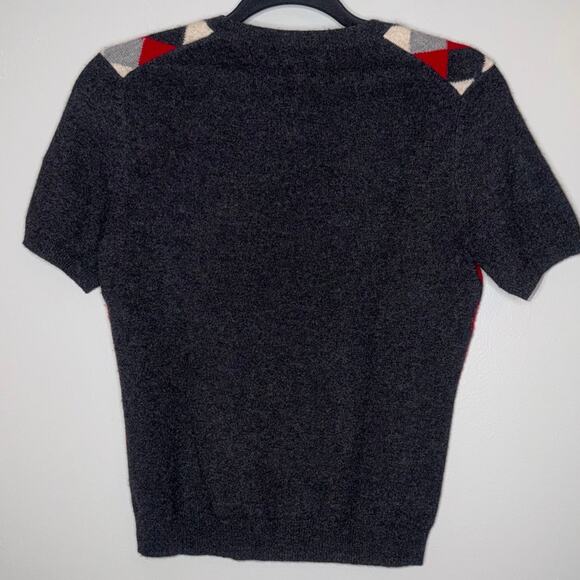 Brooks Brothers 100% Cashmere Womens Size Small Short Sleeve Argyle Sweater - Picture 5 of 7